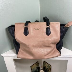 AS IS Flaws Kate Spade Black Pink Tote Bag Leather Purse